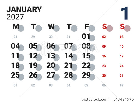 January 2027 English Clean Monthly Calendar Sheet Classic Office Schedule Grid January 2027 English Clean Monthly Calendar Sheet Classic Office Schedule Grid 143484570