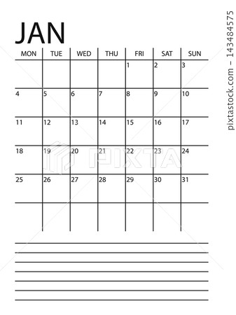 January 2027 English Minimalist Monthly Desk Pad Calendar Simple Grid Sheet 143484575