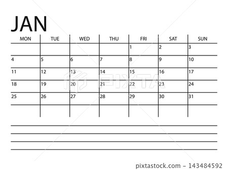 January 2027 English Simple Printable Monthly Calendar Page Modern Sans Serif Gr 143484592