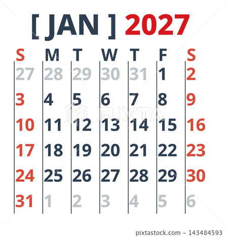 January 2027 English Monochrome Nordic Monthly Calendar Grid Minimalist Office P January 2027 English Monochrome Nordic Monthly Calendar Grid Minimalist Office P 143484593