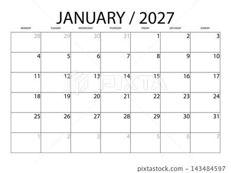January 2027 English Clear Minimalist Monthly Schedule Grid Functional Corporate January 2027 English Clear Minimalist Monthly Schedule Grid Functional Corporate 143484597