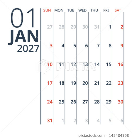 January 2027 English Monochrome Minimalist Monthly Desk Planner Scandinavian Wal January 2027 English Monochrome Minimalist Monthly Desk Planner Scandinavian Wal 143484598