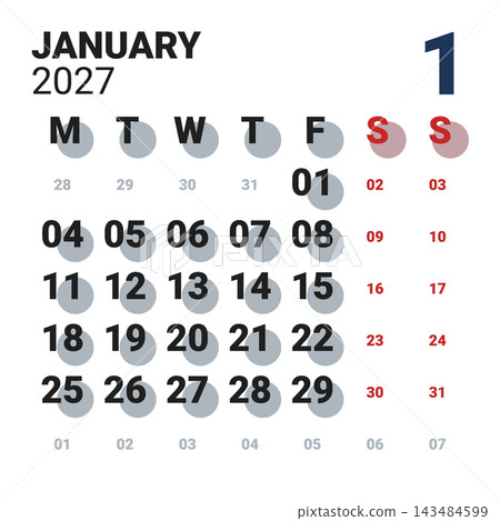 January 2027 English Scandinavian Minimalist Monthly Wall Planner Clean Nordic C 143484599