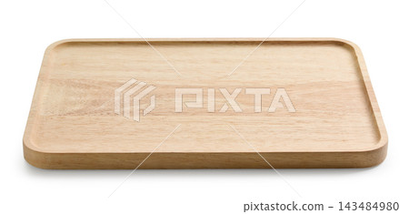 new clean wooden tray on white background 143484980