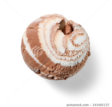 chocolate and vanilla flavor ice crem ball isolated on white background 143485137