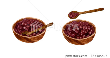 Boiled red beans (coarse bean paste) - Hand-drawn watercolor illustration material Boiled red beans (coarse bean paste) - Hand-drawn watercolor illustration material 143485403