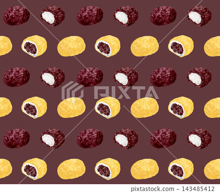 Ohagi Seamless Pattern - Hand-drawn Watercolor Illustration Material Ohagi Seamless Pattern - Hand-drawn Watercolor Illustration Material 143485412