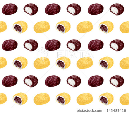Ohagi Seamless Pattern - Hand-drawn Watercolor Illustration Material Ohagi Seamless Pattern - Hand-drawn Watercolor Illustration Material 143485416