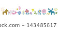 Colorful line art of plants and animals in a Nordic style 143485617