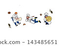 A set of flat vector illustrations of bakers (chefs) and various types of bread. 143485651