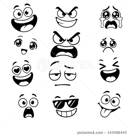 Cartoon face emoji set Cartoon face emoji set 143486445