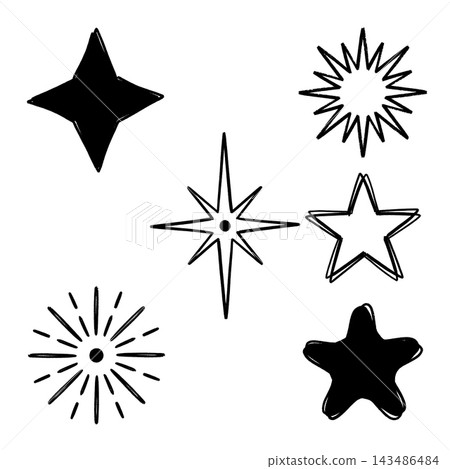 Star set with hand drawn sketch style icon collection 143486484