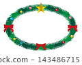 Oval frame of a Christmas wreath 143486715