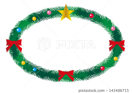 Oval frame of a Christmas wreath Oval frame of a Christmas wreath 143486715