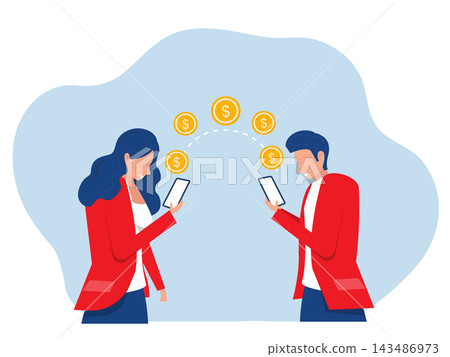 Mobile banking concept,People send and receive money through mobile app, Electronic wallet, Mobile bank transaction,Digital banking mobile app 143486973