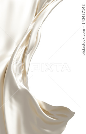 Luxury pearl fabric flowing isolated on white background with copy space 3D render 143487148
