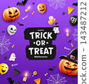 Happy Halloween trick or treat text message, design elements poster concept design 143487212