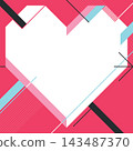 White blank frame geometric heart shape with arrow linework on pink background modern retro style square template. 143487370