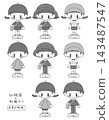 Kindergarten uniform set (black and white print version) 143487547