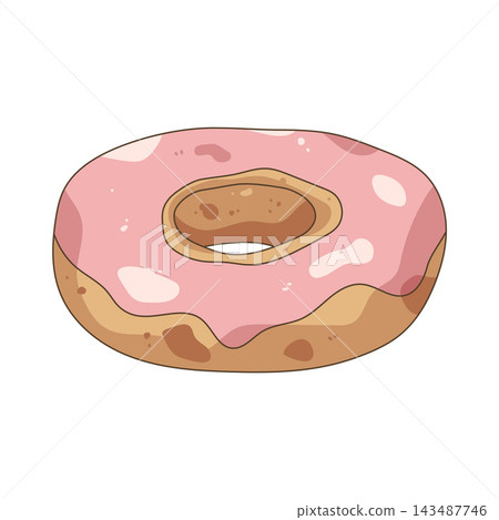 Illustration of pink frosted donut Illustration of pink frosted donut 143487746