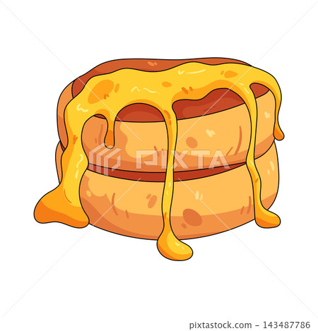 Illustration of pancakes with honey Illustration of pancakes with honey 143487786