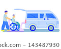 Vector illustration: Wheelchair lift vehicle transport 143487930