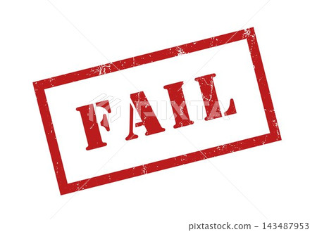 Red fail stamp with grunge texture isolated on white 143487953