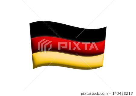 Waving German Flag Illustration With Black, Red And Gold Horizontal Stripes Waving German Flag Illustration With Black, Red And Gold Horizontal Stripes 143488217