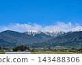 Spring scenery of Hakuba Village, Nagano Prefecture, with snow-capped Northern Alps and sprawling rice fields. [Nagano Hakuba Landscape Photography] 143488306