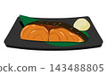 An illustration of teriyaki yellowtail served on a plate. 143488805