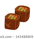 Illustration of vegetables wrapped in meat 143488809