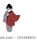 A woman in a kimono wearing a short jacket: winter life 143488831