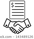 Sponsorship icon. Agreements outline sign. Business Deal symbol. Acquisition logo. flat style. 143489126