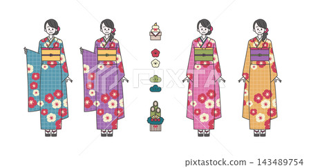 New Year's [Female Illustration Material Set for Each Event] 143489754
