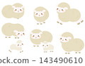 一組可愛的綿羊和小羊插圖 143490610