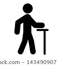 Pictogram for rehabilitation in a nursing care facility: Walking with a cane 143490907