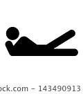 Pictogram for rehabilitation in nursing care facilities: Side-lying position, leg raise exercise 143490913