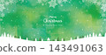 一個裝飾著雪花和水彩冬日風景的聖誕節。 143491063