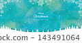 一個裝飾著雪花和水彩冬日風景的聖誕節。 143491064