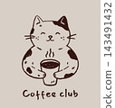 Modern coffee club illustration with a cat  143491432