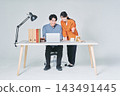 Men and women working at desks 143491445
