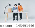 Men and women working at desks 143491446