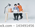 Men and women working at desks 143491456