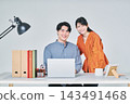 Men and women working at desks 143491468