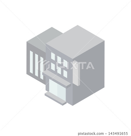 中小型企業和公司建築（辦公室和辦公大樓）的等距向量圖標 143491655