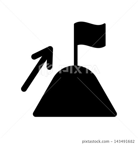 A mountain and flag icon representing goal achievement and progress. A mountain and flag icon representing goal achievement and progress. 143491682