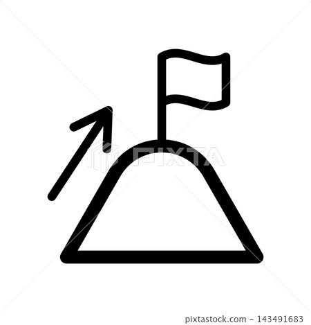 A mountain and flag icon representing goal achievement and progress. A mountain and flag icon representing goal achievement and progress. 143491683