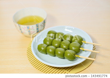 Delicious-looking matcha dumplings Delicious-looking matcha dumplings 143491774