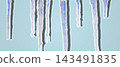 Melting icicles sticker set on light blue background 143491835