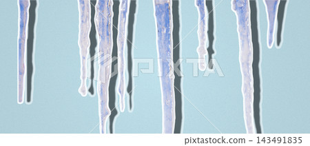 Melting icicles sticker set on light blue background Melting icicles sticker set on light blue background 143491835